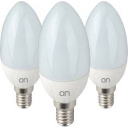 O.N Kit 3x Lampadine LED Oliva E14 6W 4000°K Luce Naturale